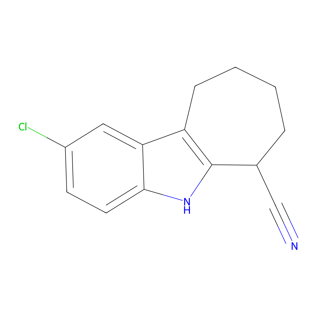 2-Chloro-5,6,7,8,9,10-hexahydro-cyclohepta[b]indole-6-carbonitrile molecular structure, CAS 352553-96-9