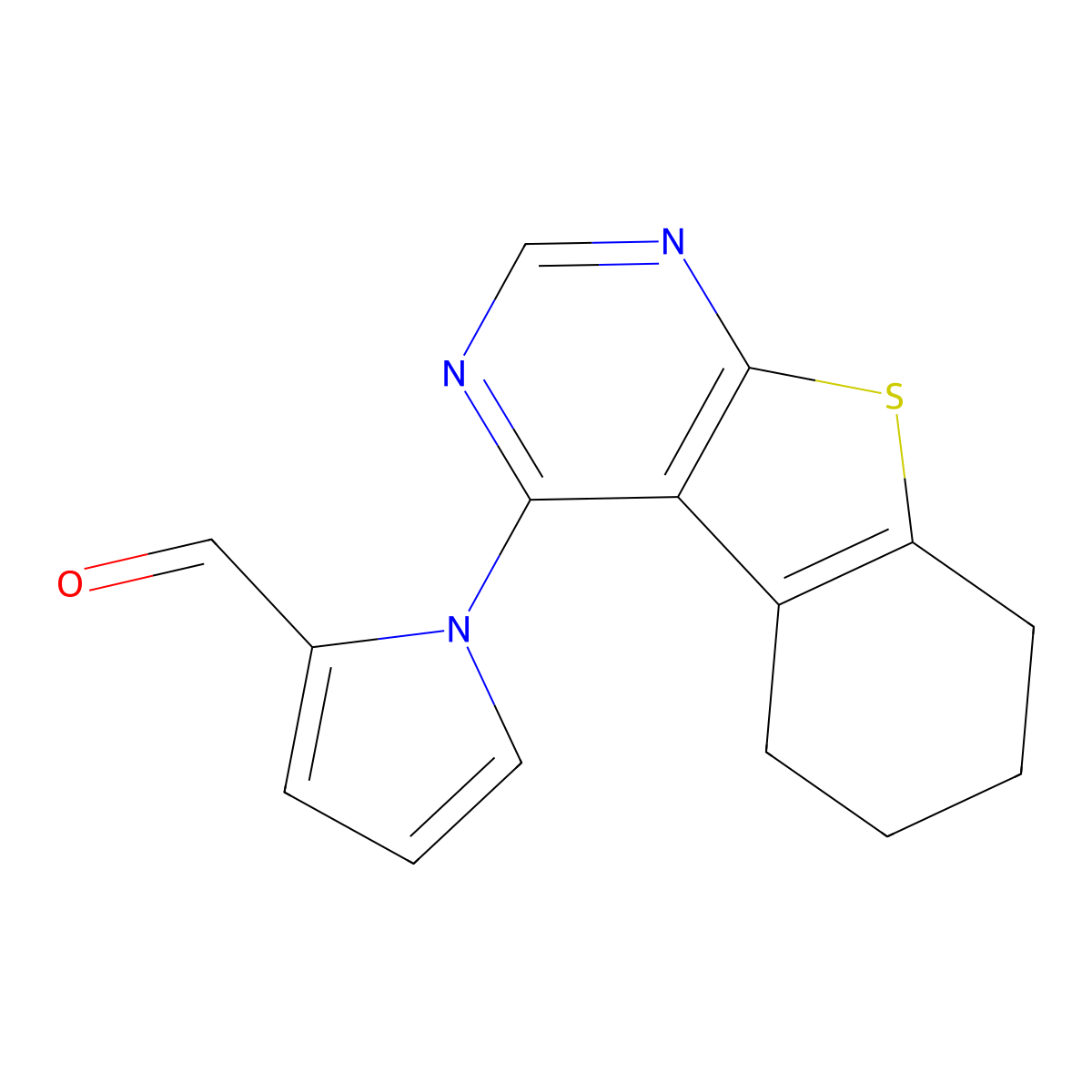 1-(5,6,7,8-tetrahydro[1]benzothieno[2,3-d]pyrimidin-4-yl)-1H-pyrrole-2-carbaldehyde molecular structure, CAS 352554-03-1
