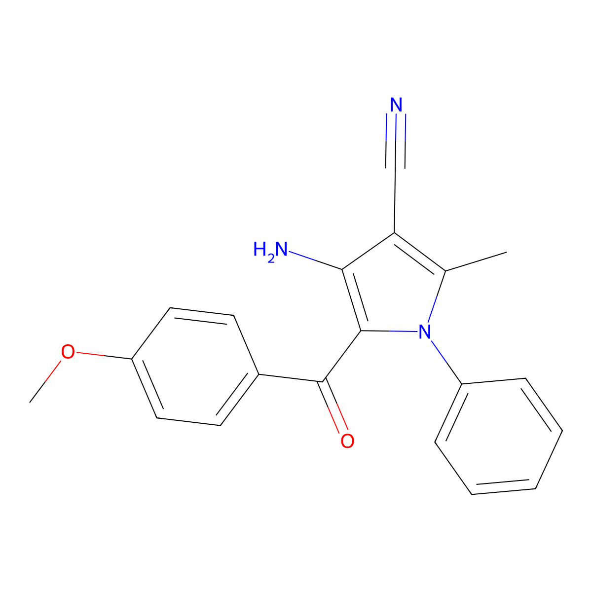 4-Amino-5-(4-methoxybenzoyl)-2-methyl-1-phenylpyrrole-3-carbonitrile molecular structure, CAS 352554-08-6