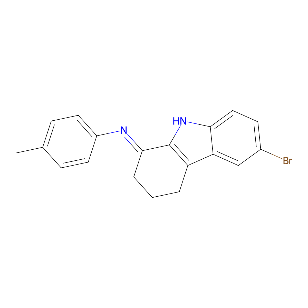 N-(6-bromo-2,3,4,9-tetrahydro-1H-carbazol-1-ylidene)-N-(4-methylphenyl)amine molecular structure, CAS 352554-14-4