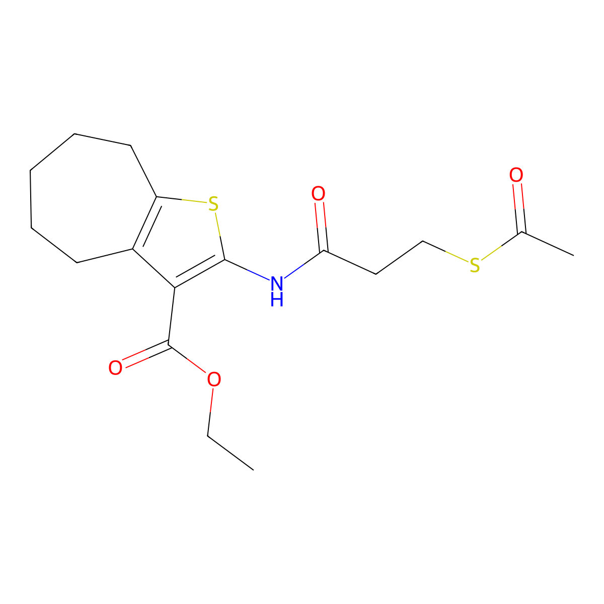 ethyl 2-{[3-(acetylsulfanyl)propanoyl]amino}-5,6,7,8-tetrahydro-4H-cyclohepta[b]thiophene-3-carboxylate molecular structure, CAS 352554-60-0