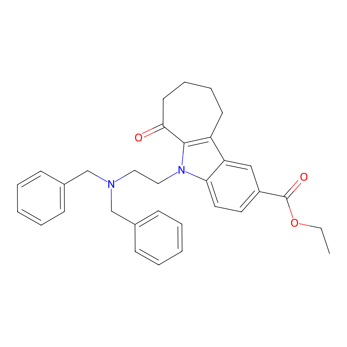 Ethyl 5-[2-(dibenzylamino)ethyl]-6-oxo-5,6,7,8,9,10-hexahydrocyclohepta[b]indole-2-carboxylate molecular structure, CAS 352554-68-8