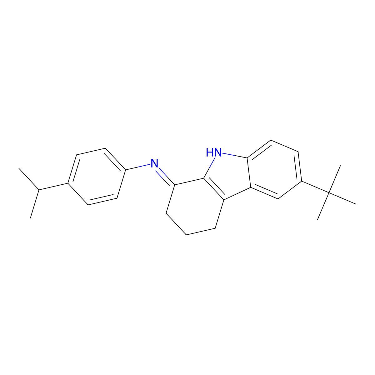 N-(6-tert-butyl-2,3,4,9-tetrahydro-1H-carbazol-1-ylidene)-N-(4-isopropylphenyl)amine molecular structure, CAS 352554-88-2