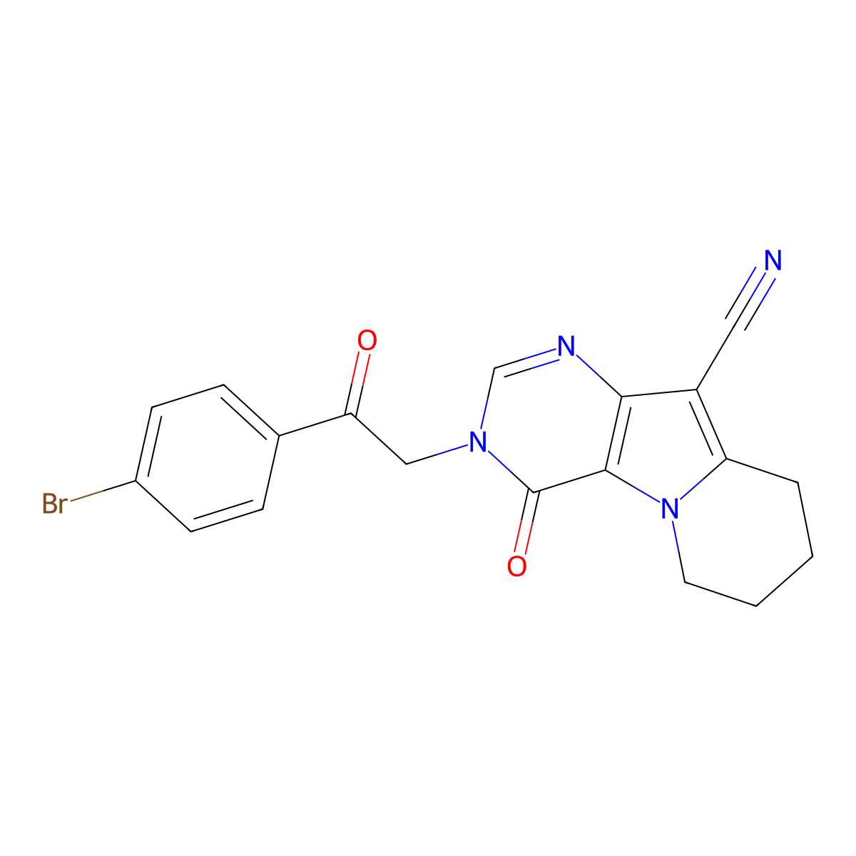3-[2-(4-Bromophenyl)-2-oxoethyl]-4-oxo-6,7,8,9-tetrahydropyrimido[4,5-b]indolizine-10-carbonitrile molecular structure, CAS 352555-05-6