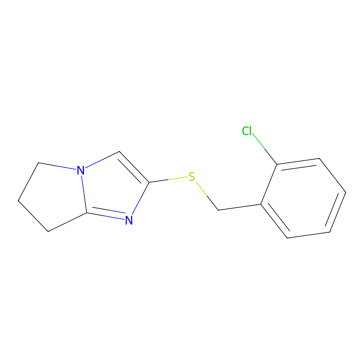 2-[(2-chlorophenyl)methylthio]-6,7-dihydro-5H-pyrrolo[1,2-a]imidazole molecular structure, CAS 352555-06-7