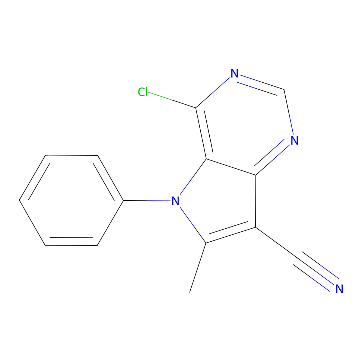 4-chloro-6-methyl-5-phenyl-5H-pyrrolo[3,2-d]pyrimidine-7-carbonitrile molecular structure, CAS 352555-27-2