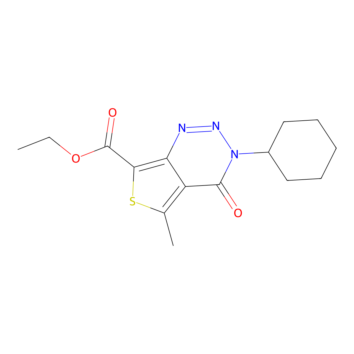 Ethyl 3-cyclohexyl-5-methyl-4-oxo-3,4-dihydrothieno[3,4-d][1,2,3]triazine-7-carboxylate molecular structure, CAS 352555-28-3