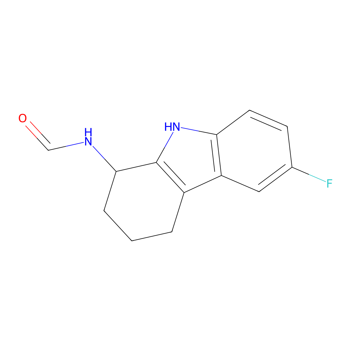 6-fluoro-2,3,4,9-tetrahydro-1H-carbazol-1-ylformamide molecular structure, CAS 352555-36-3