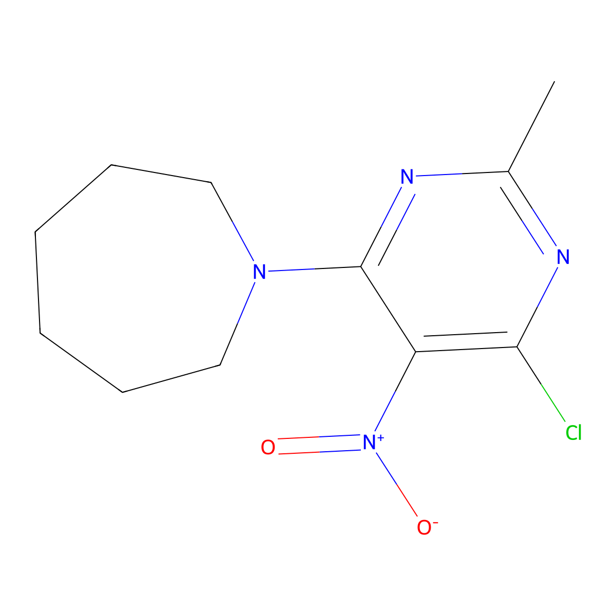 1-(6-Chloro-2-methyl-5-nitropyrimidin-4-yl)azepane molecular structure, CAS 352555-41-0