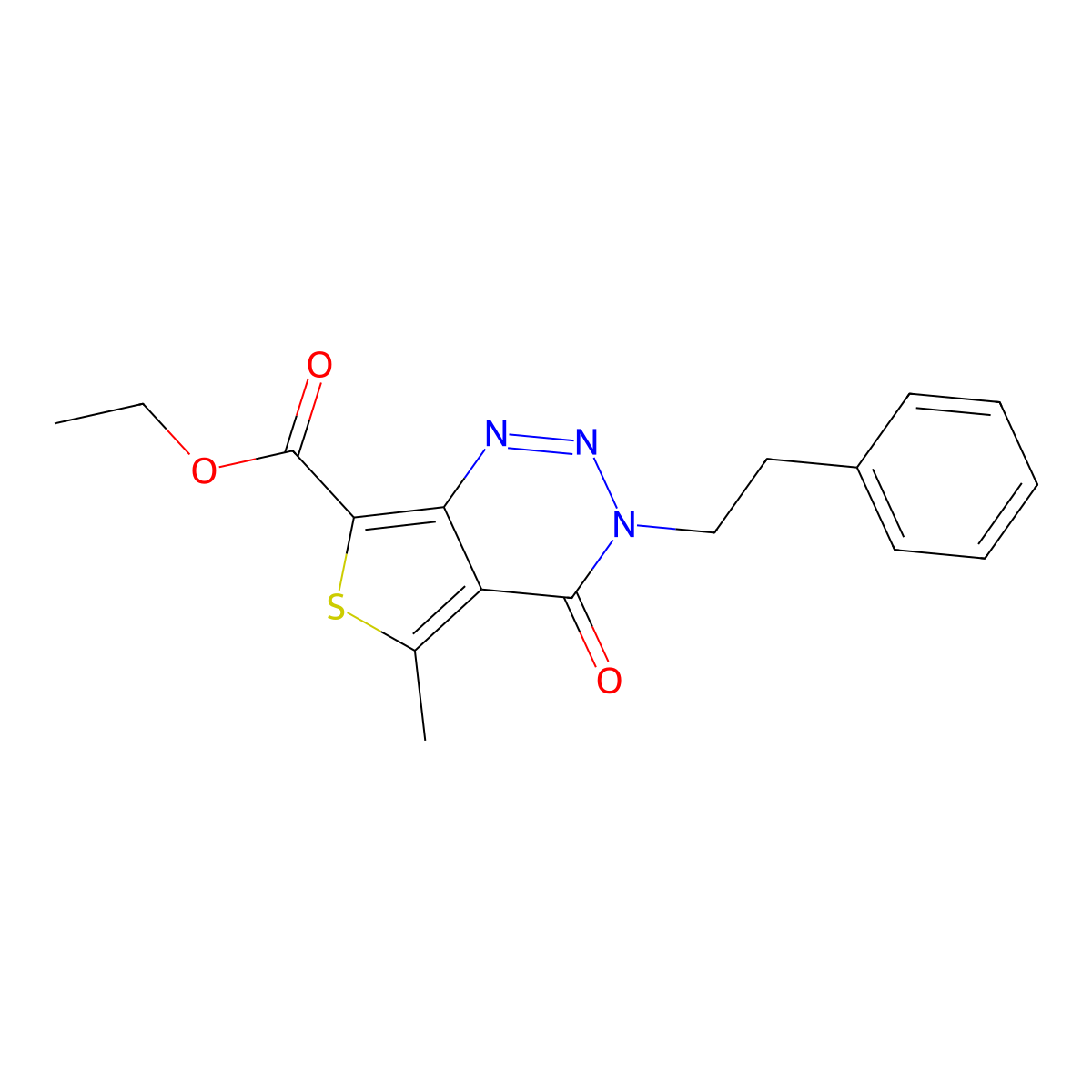Ethyl 5-methyl-4-oxo-3-(2-phenylethyl)-3,4-dihydrothieno[3,4-d][1,2,3]triazine-7-carboxylate molecular structure, CAS 352555-45-4