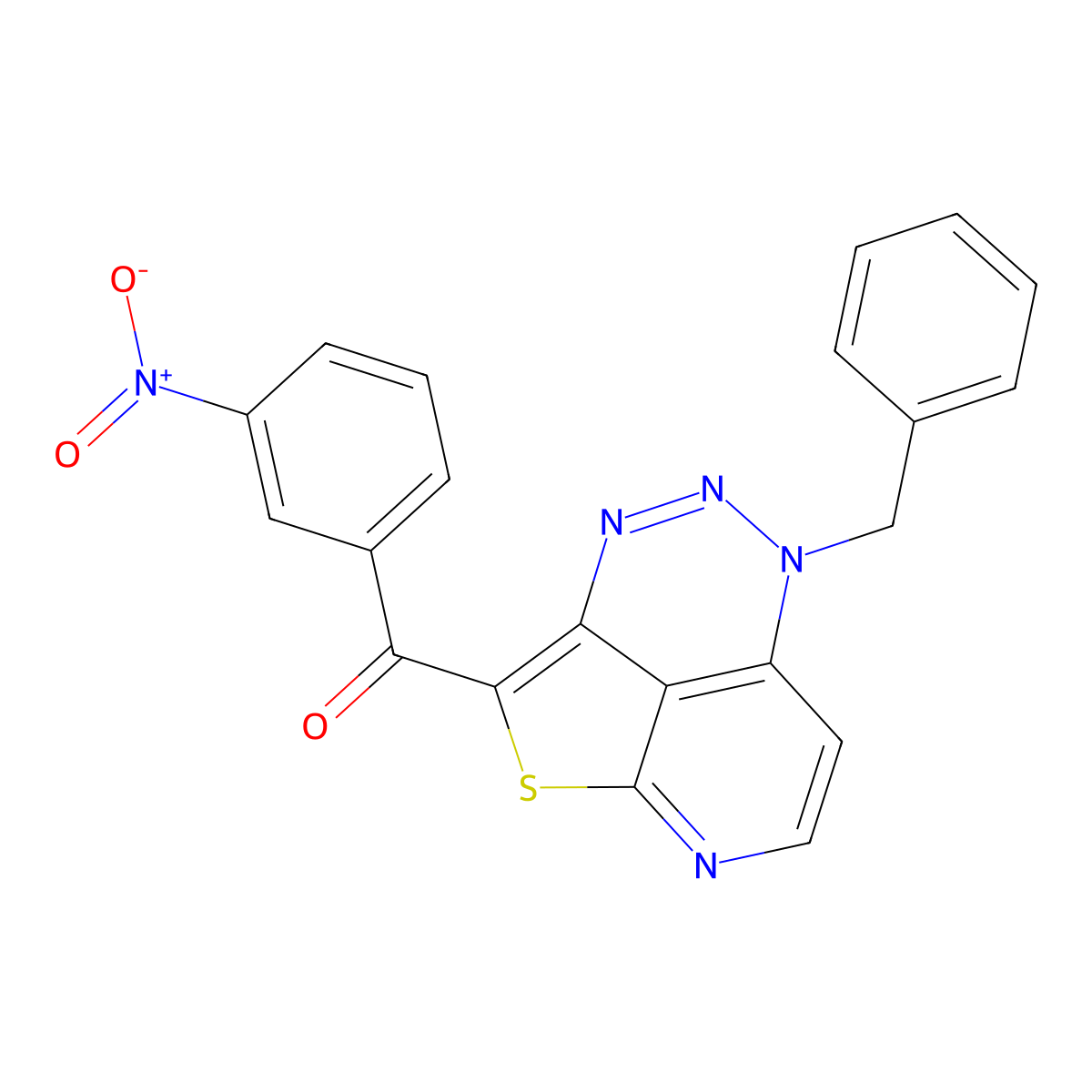 (5-benzyl-5H-1-thia-3,4,5,8-tetraazaacenaphthylen-2-yl){3-nitrophenyl}methanone molecular structure, CAS 352555-47-6