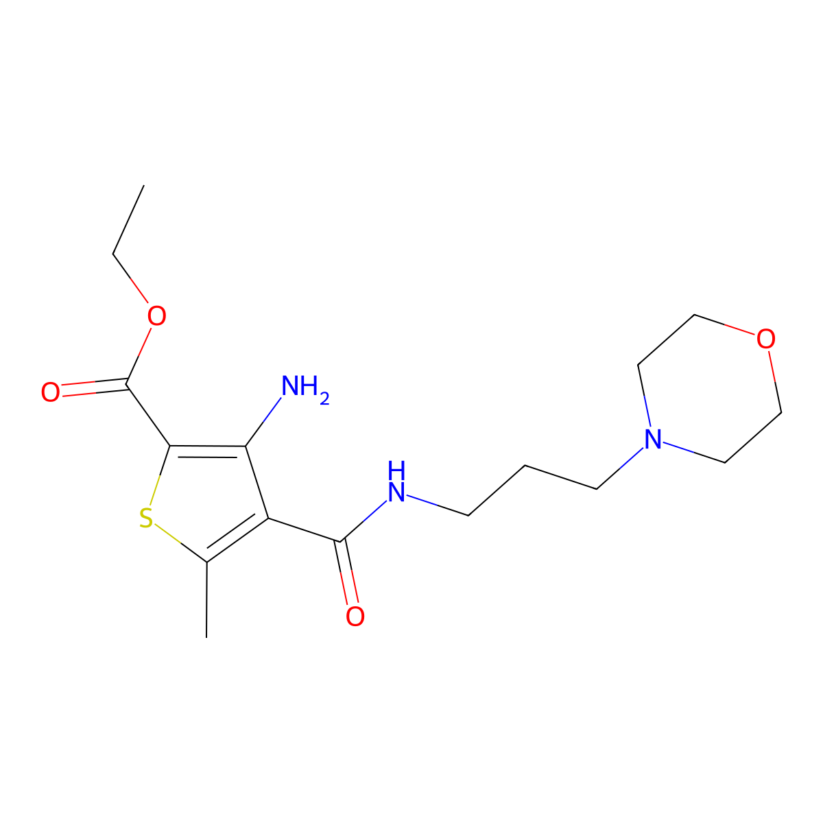 3-Amino-5-methyl-4-[[3-(4-morpholinyl)propylamino]-oxomethyl]-2-thiophenecarboxylic acid ethyl ester molecular structure, CAS 352555-61-4