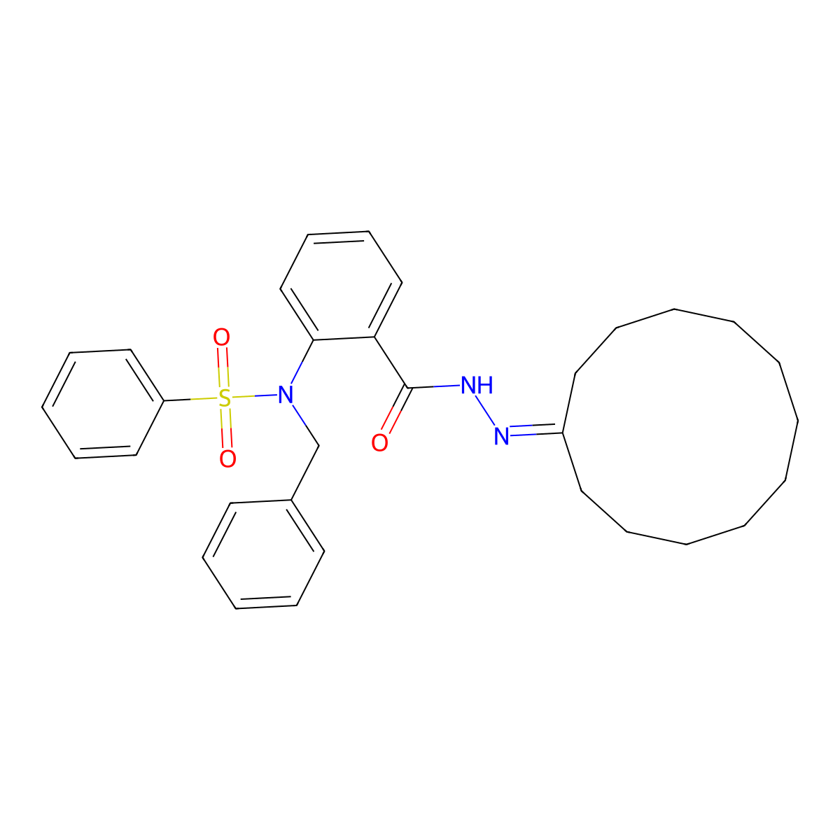 N-benzyl-N-{2-[(2-cyclododecylidenehydrazino)carbonyl]phenyl}benzenesulfonamide molecular structure, CAS 352555-89-6