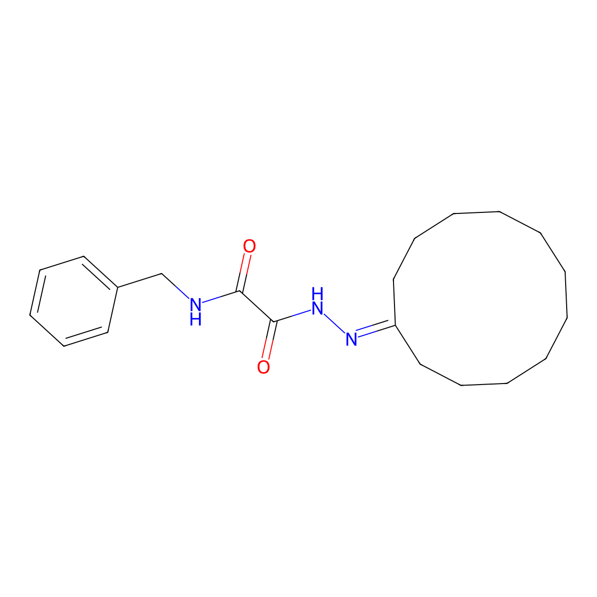 N-benzyl-2-(2-cyclododecylidenehydrazino)-2-oxoacetamide molecular structure, CAS 352555-94-3