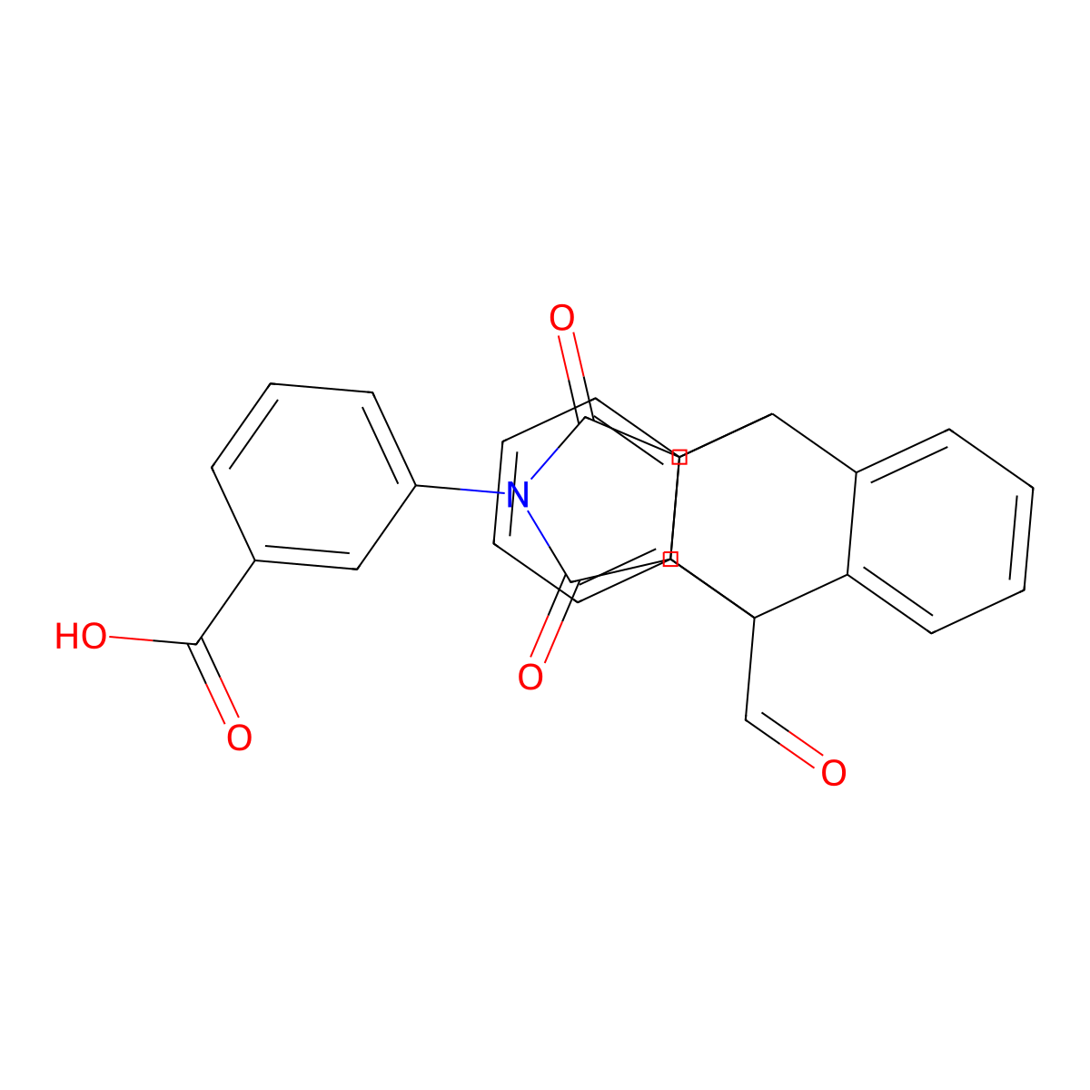 3-(1-Formyl-16,18-dioxo-17-azapentacyclo[6.6.5.0~2,7~.0~9,14~.0~15,19~]nonadeca-2,4,6,9,11,13-hexaen-17-yl)benzoic acid (non-preferred name) molecular structure, CAS 352557-33-6