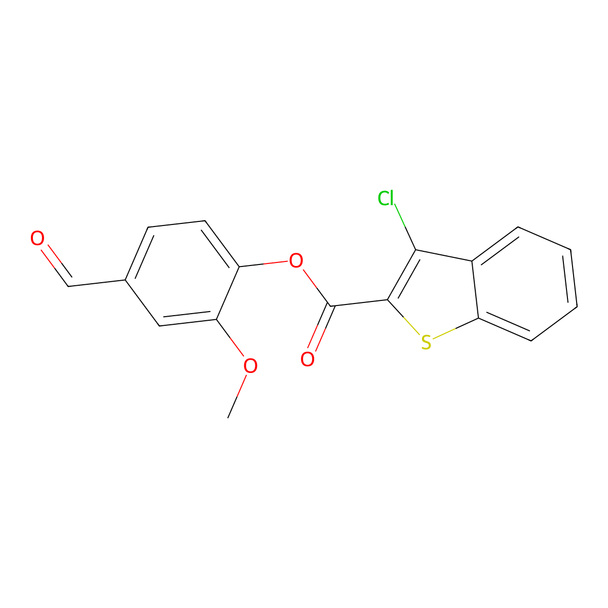 4-Formyl-2-methoxyphenyl 3-chloro-1-benzothiophene-2-carboxylate molecular structure, CAS 352558-12-4