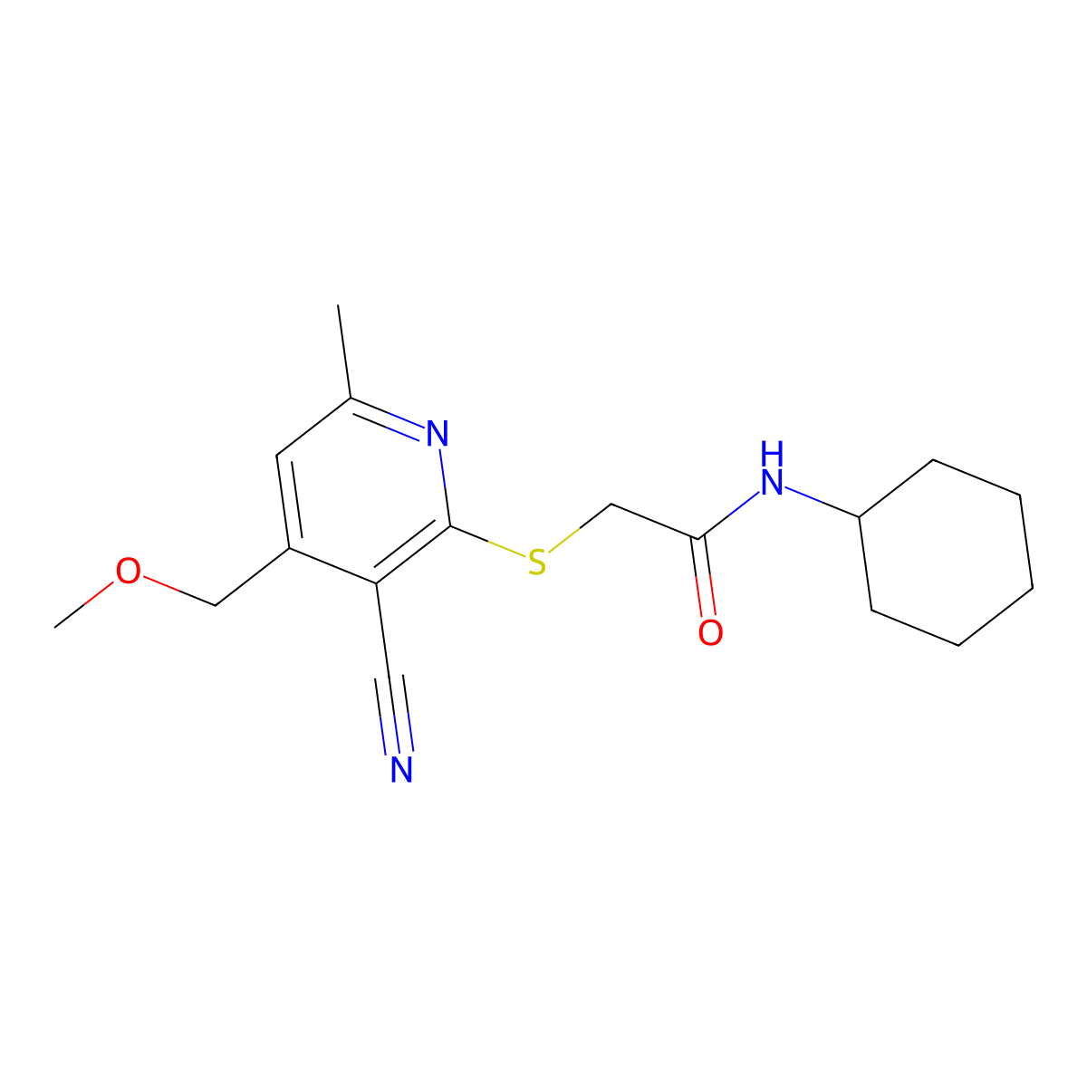 2-[3-cyano-4-(methoxymethyl)-6-methylpyridin-2-yl]sulfanyl-N-cyclohexylacetamide molecular structure, CAS 352558-18-0