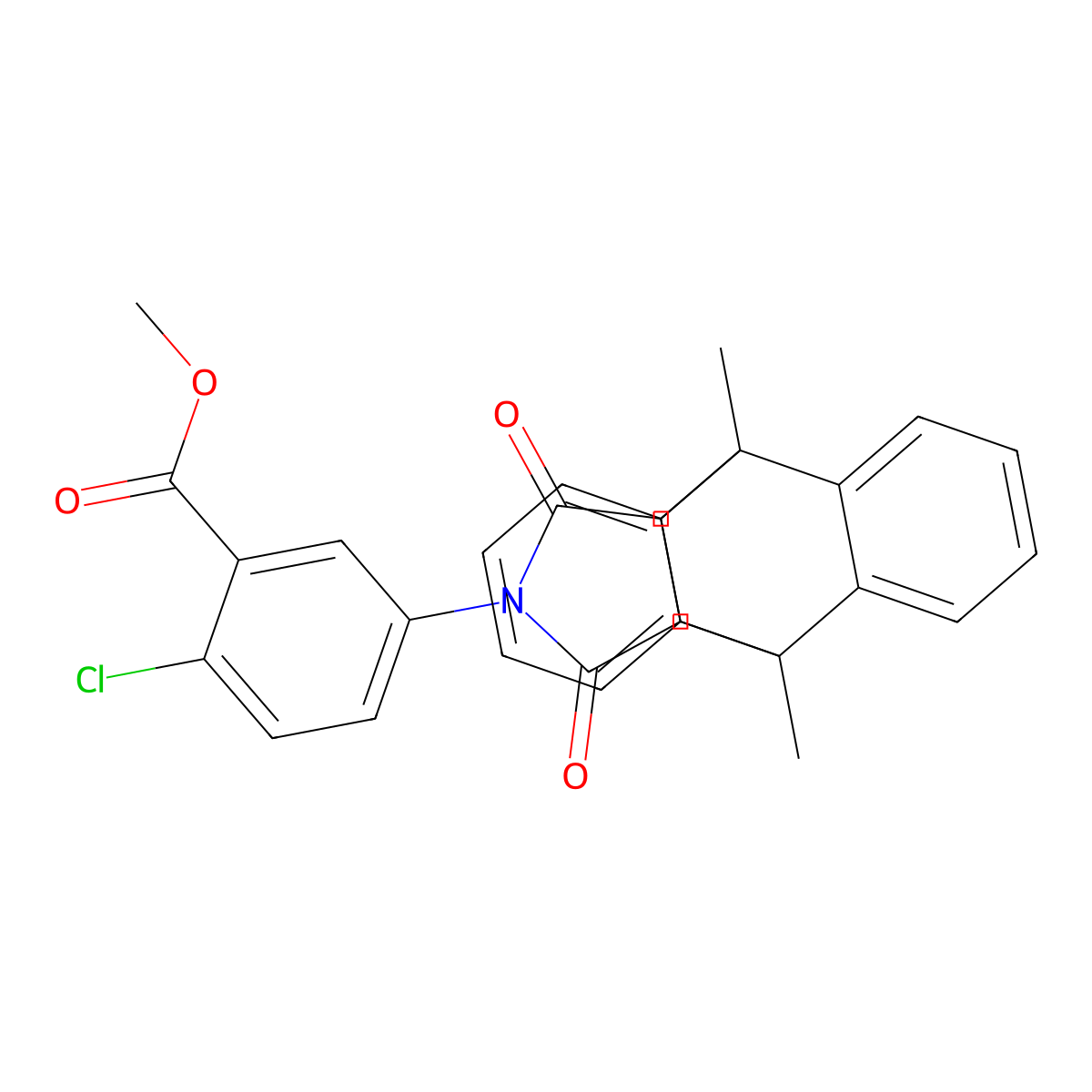 Methyl 2-chloro-5-(1,8-dimethyl-16,18-dioxo-17-azapentacyclo[6.6.5.0~2,7~.0~9,14~.0~15,19~]nonadeca-2,4,6,9,11,13-hexaen-17-yl)benzoate (non-preferred name) molecular structure, CAS 352558-32-8
