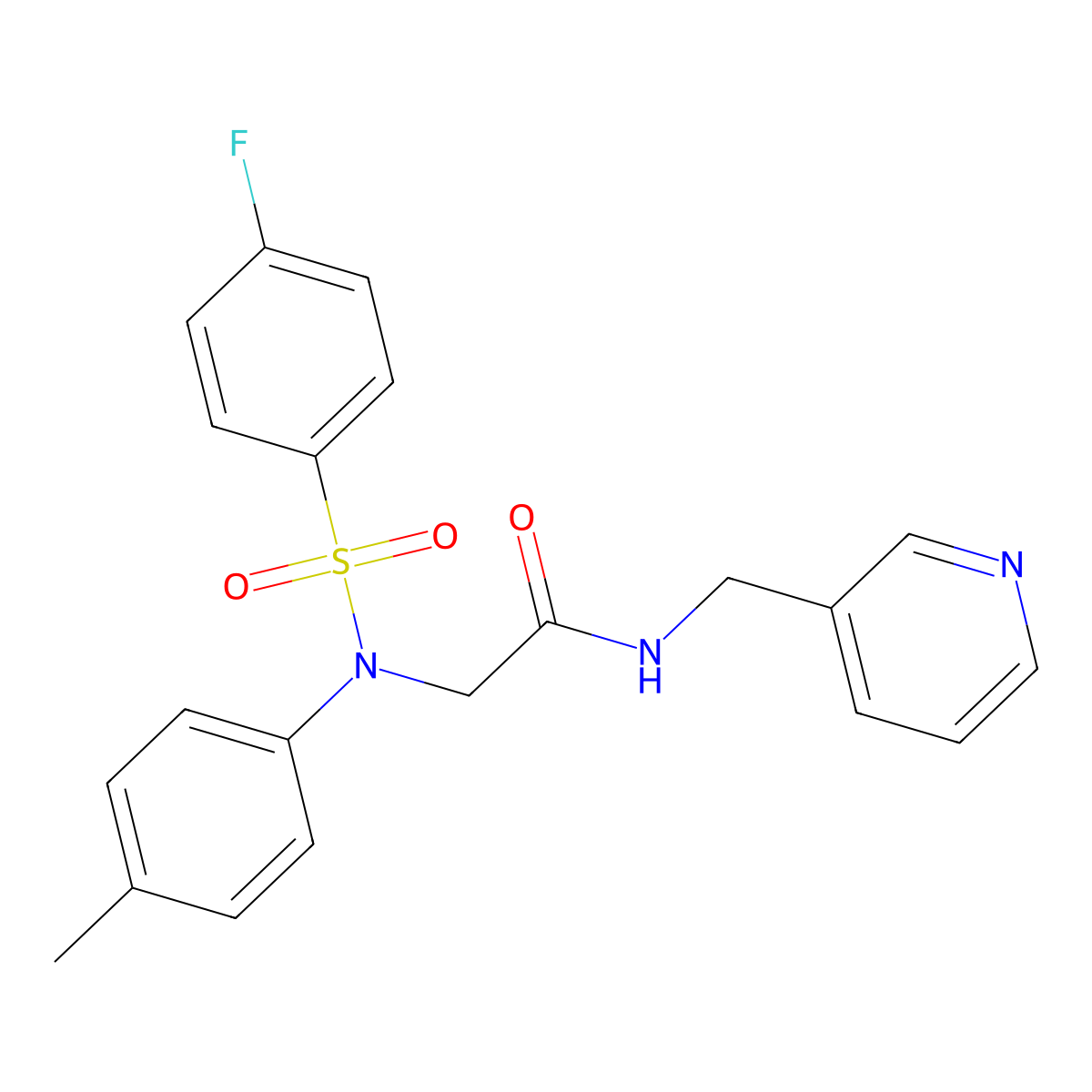 2-(N-(4-fluorophenyl)sulfonyl-4-methylanilino)-N-(pyridin-3-ylmethyl)acetamide molecular structure, CAS 352558-67-9