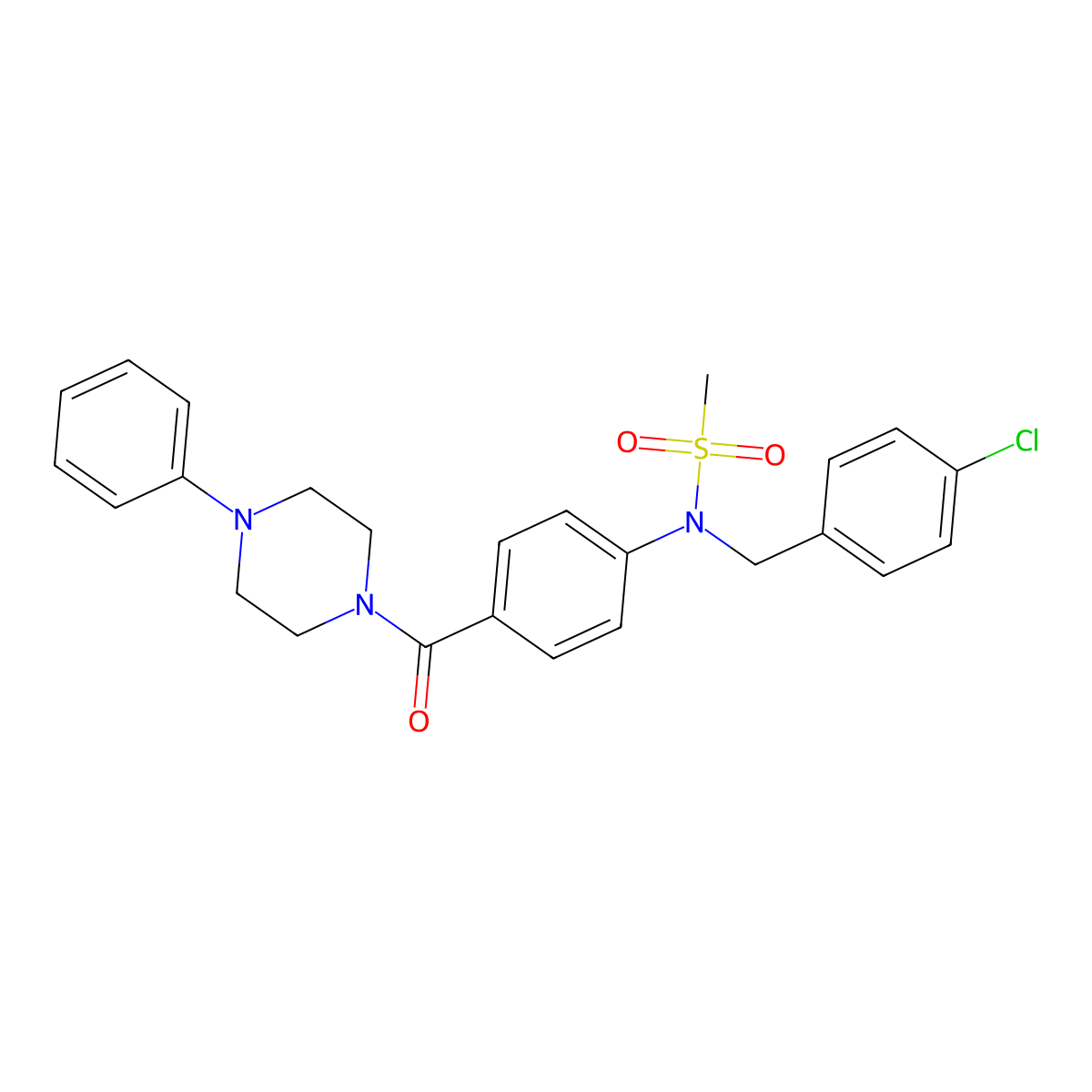 N-[(4-chlorophenyl)methyl]-N-[4-(4-phenylpiperazine-1-carbonyl)phenyl]methanesulfonamide molecular structure, CAS 352558-70-4