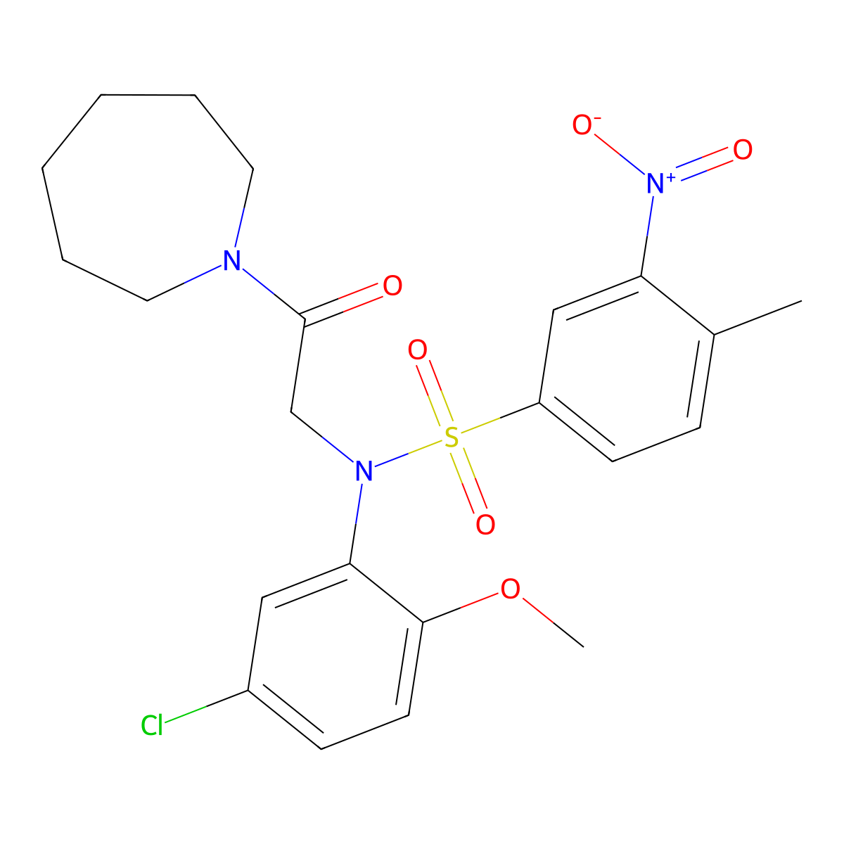 N-[2-(azepan-1-yl)-2-oxoethyl]-N-(5-chloro-2-methoxyphenyl)-4-methyl-3-nitrobenzenesulfonamide molecular structure, CAS 352558-72-6