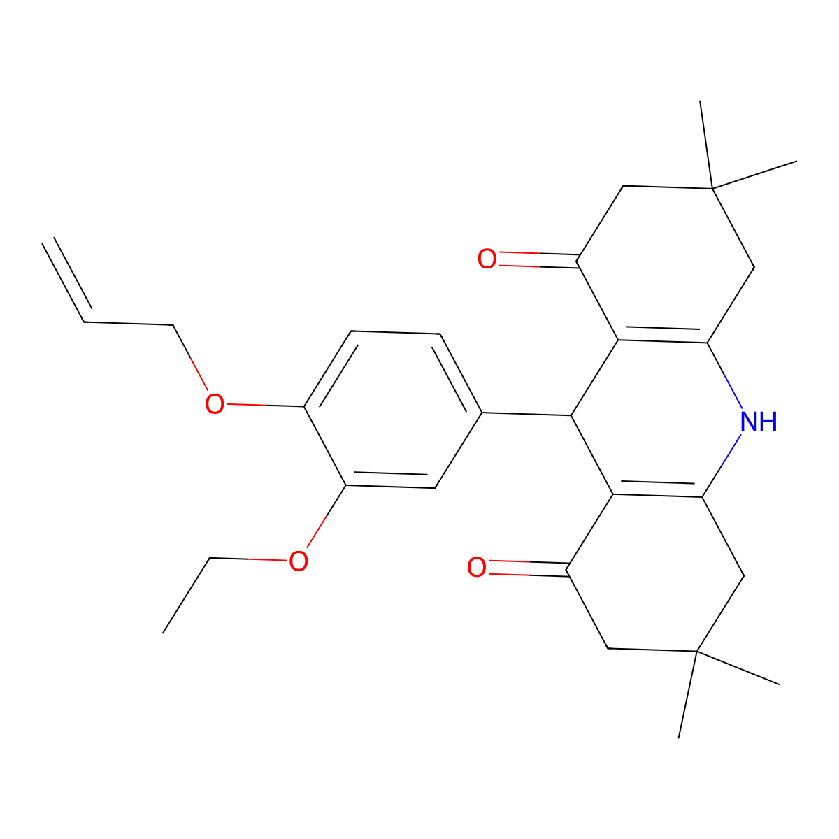 9-(3-Ethoxy-4-prop-2-enoxyphenyl)-3,3,6,6-tetramethyl-2,4,5,7,9,10-hexahydroacridine-1,8-dione molecular structure, CAS 352559-24-1