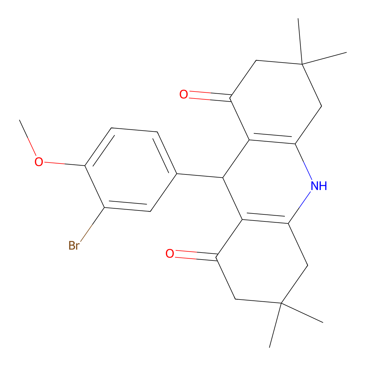 9-(3-Bromo-4-methoxyphenyl)-3,3,6,6-tetramethyl-2,4,5,7,9,10-hexahydroacridine-1,8-dione molecular structure, CAS 352559-28-5