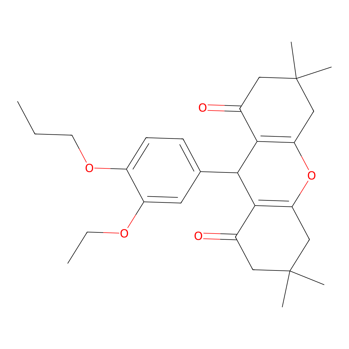 9-(3-ethoxy-4-propoxyphenyl)-3,3,6,6-tetramethyl-3,4,5,6,7,9-hexahydro-1H-xanthene-1,8(2H)-dione molecular structure, CAS 352559-39-8