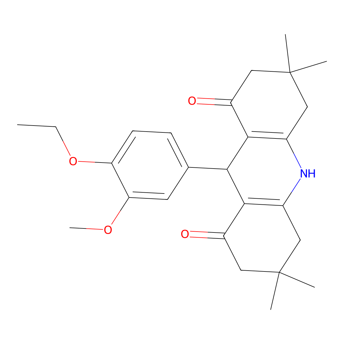 9-(4-Ethoxy-3-methoxyphenyl)-3,3,6,6-tetramethyl-2,4,5,7,9,10-hexahydroacridine-1,8-dione molecular structure, CAS 352559-41-2