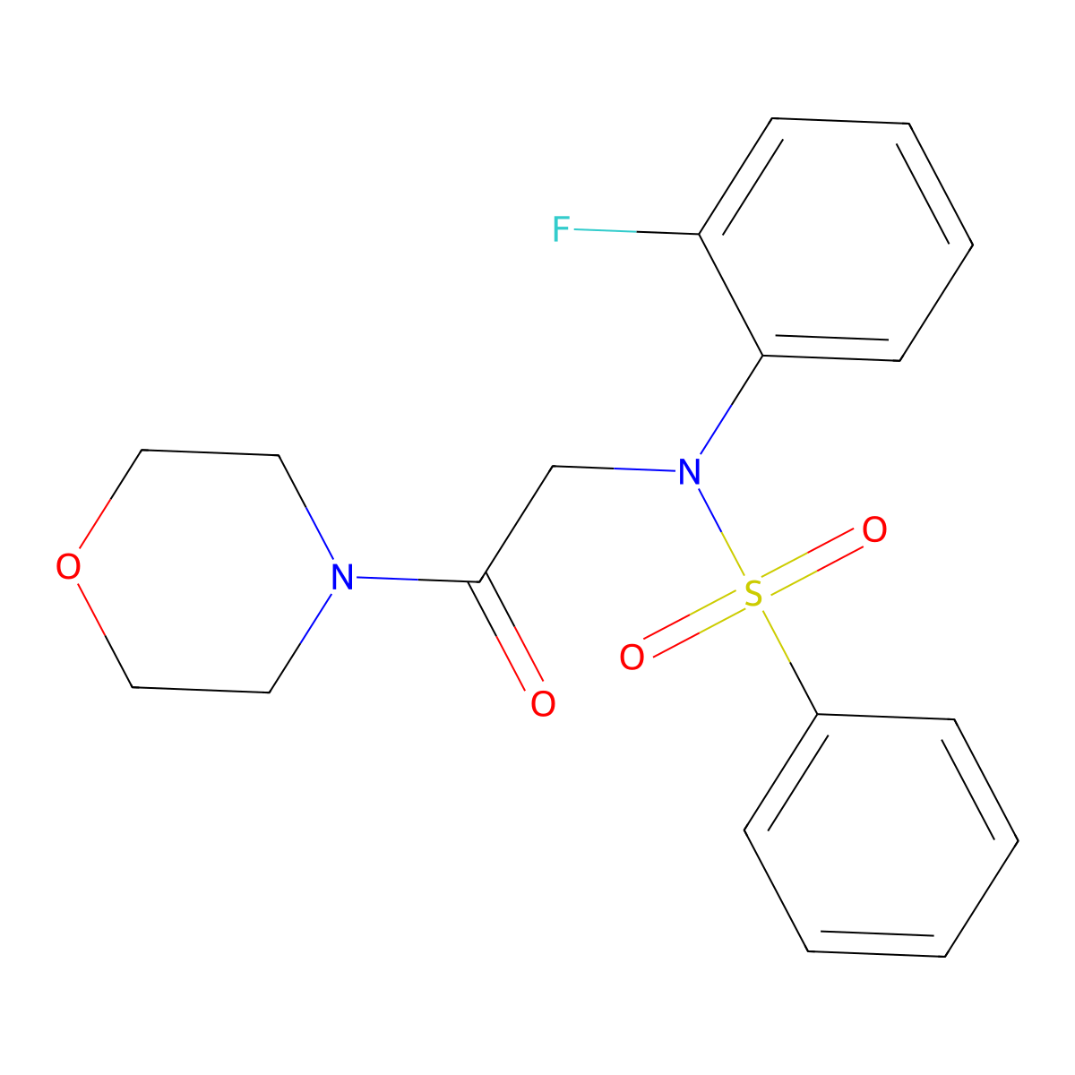 N-(2-fluorophenyl)-N-(2-morpholin-4-yl-2-oxoethyl)benzenesulfonamide molecular structure, CAS 352559-58-1