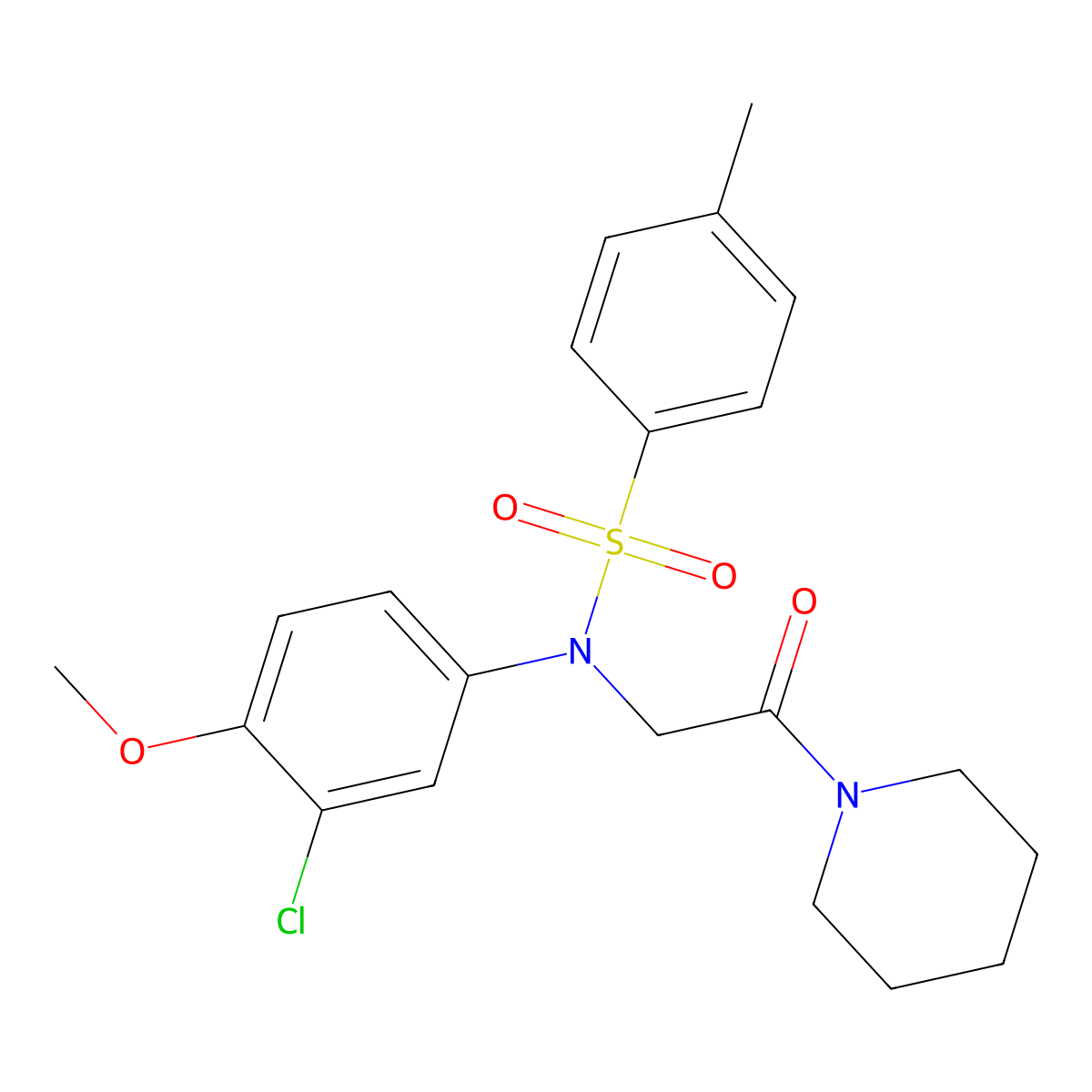 N-(3-chloro-4-methoxyphenyl)-4-methyl-N-(2-oxo-2-piperidin-1-ylethyl)benzenesulfonamide molecular structure, CAS 352559-64-9
