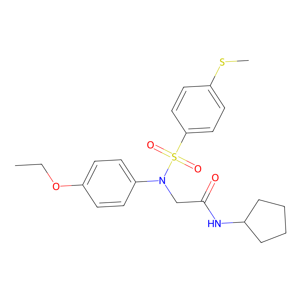 N-cyclopentyl-2-(4-ethoxy-N-(4-methylsulfanylphenyl)sulfonylanilino)acetamide molecular structure, CAS 352559-69-4