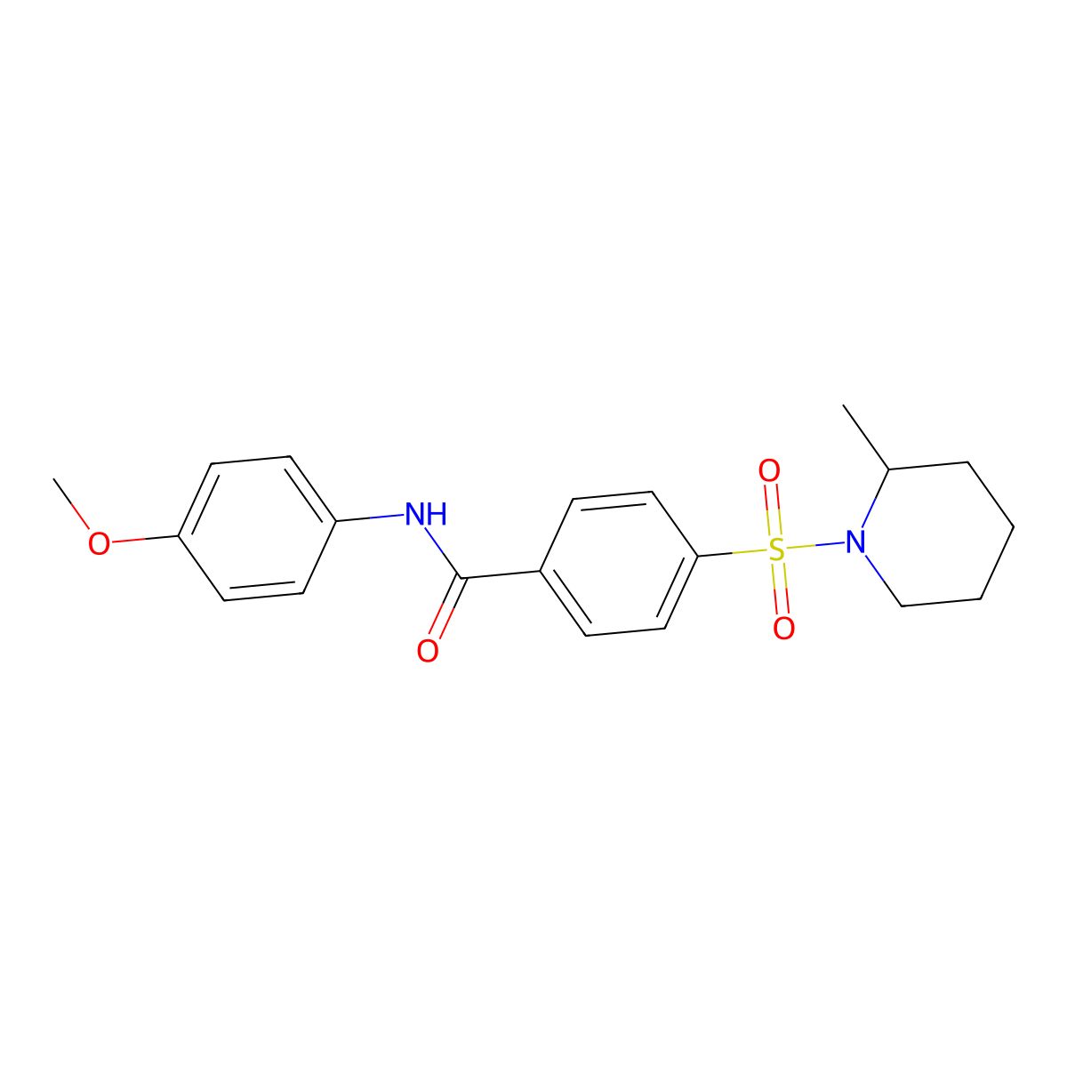 N-(4-methoxyphenyl)-4-(2-methylpiperidin-1-yl)sulfonylbenzamide molecular structure, CAS 352559-86-5