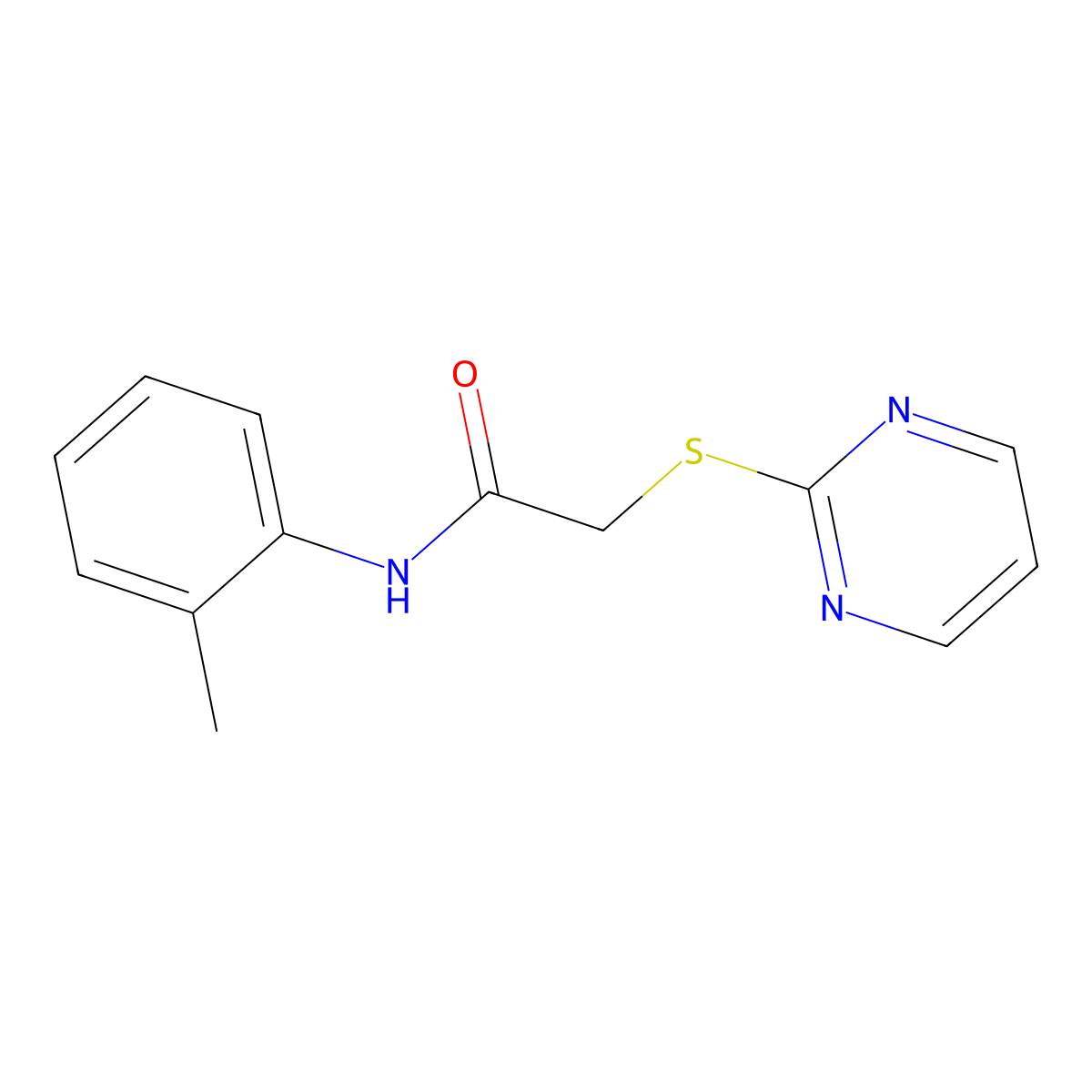 N-(2-methylphenyl)-2-pyrimidin-2-ylsulfanylacetamide molecular structure, CAS 352559-94-5