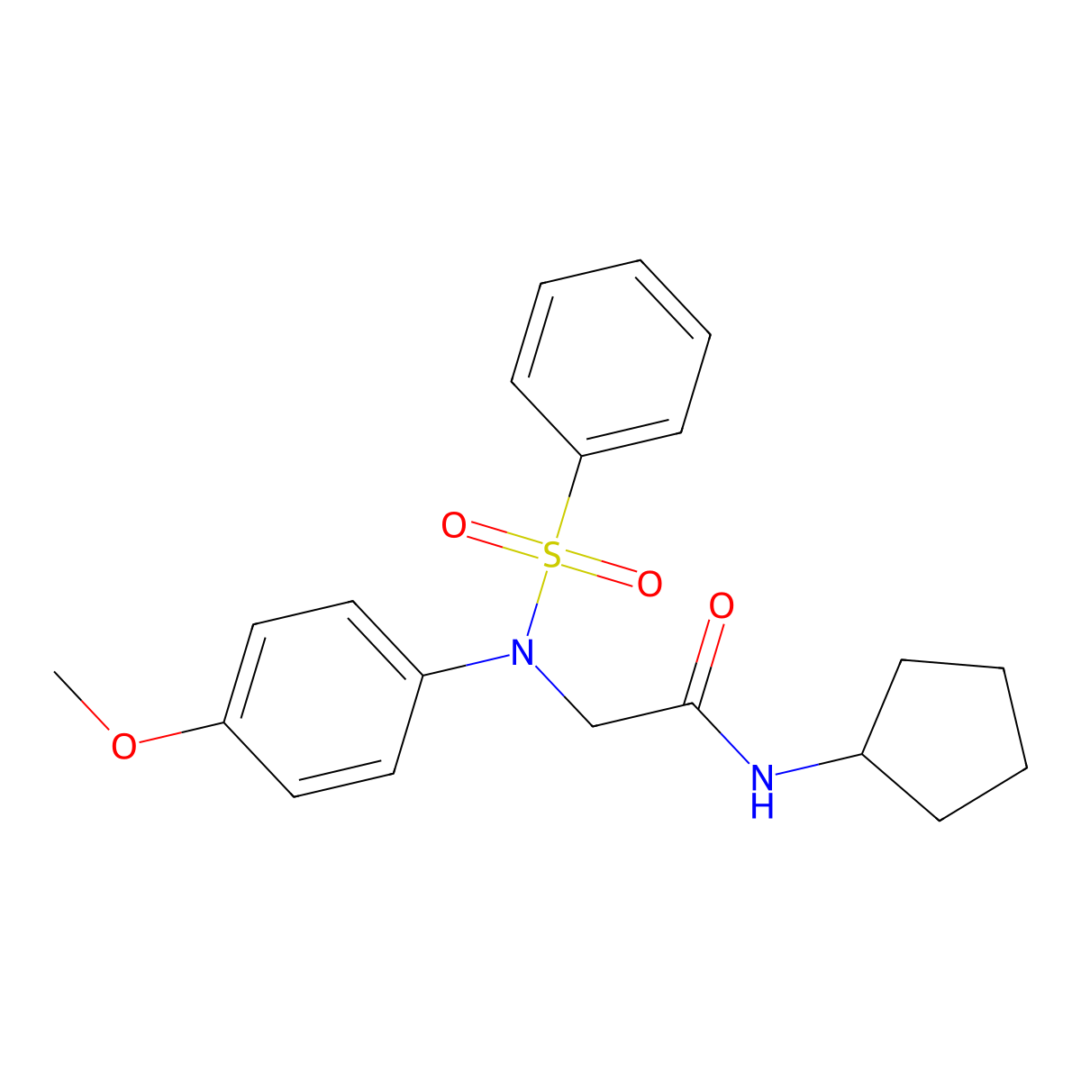 2-[N-(benzenesulfonyl)-4-methoxyanilino]-N-cyclopentylacetamide molecular structure, CAS 352559-95-6