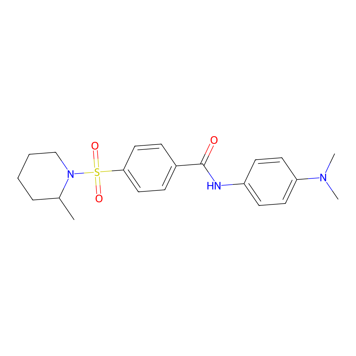 N-[4-(dimethylamino)phenyl]-4-[(2-methyl-1-piperidinyl)sulfonyl]benzamide molecular structure, CAS 352560-26-0