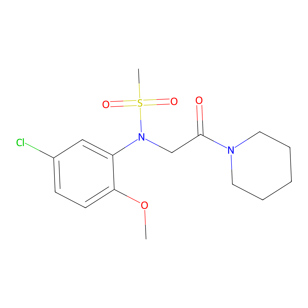 N-(5-chloro-2-methoxyphenyl)-N-(2-oxo-2-piperidin-1-ylethyl)methanesulfonamide molecular structure, CAS 352560-28-2