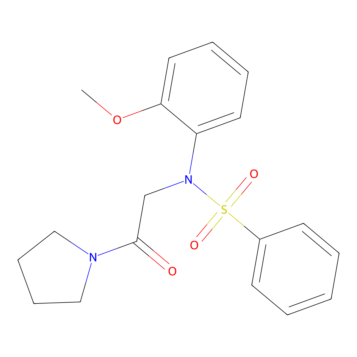 N-(2-methoxyphenyl)-N-(2-oxo-2-pyrrolidin-1-ylethyl)benzenesulfonamide molecular structure, CAS 352560-37-3