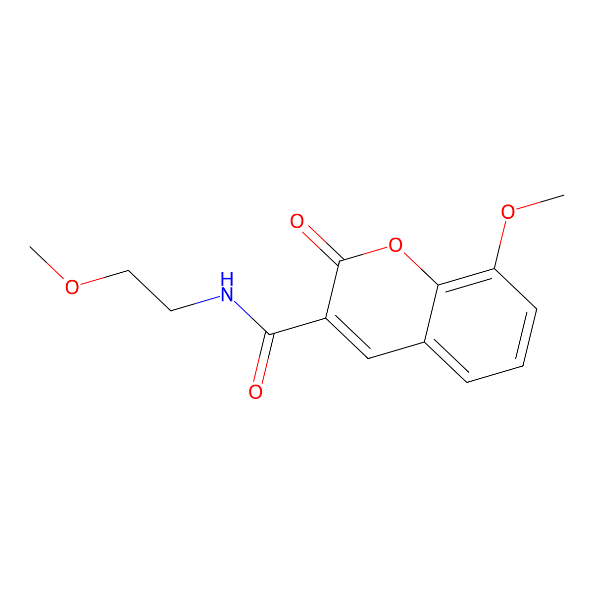 8-methoxy-N-(2-methoxyethyl)-2-oxochromene-3-carboxamide molecular structure, CAS 352560-40-8