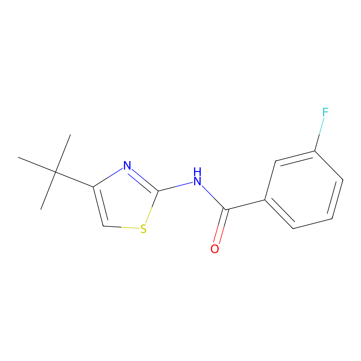 N-(4-tert-butyl-1,3-thiazol-2-yl)-3-fluorobenzamide molecular structure, CAS 352560-76-0