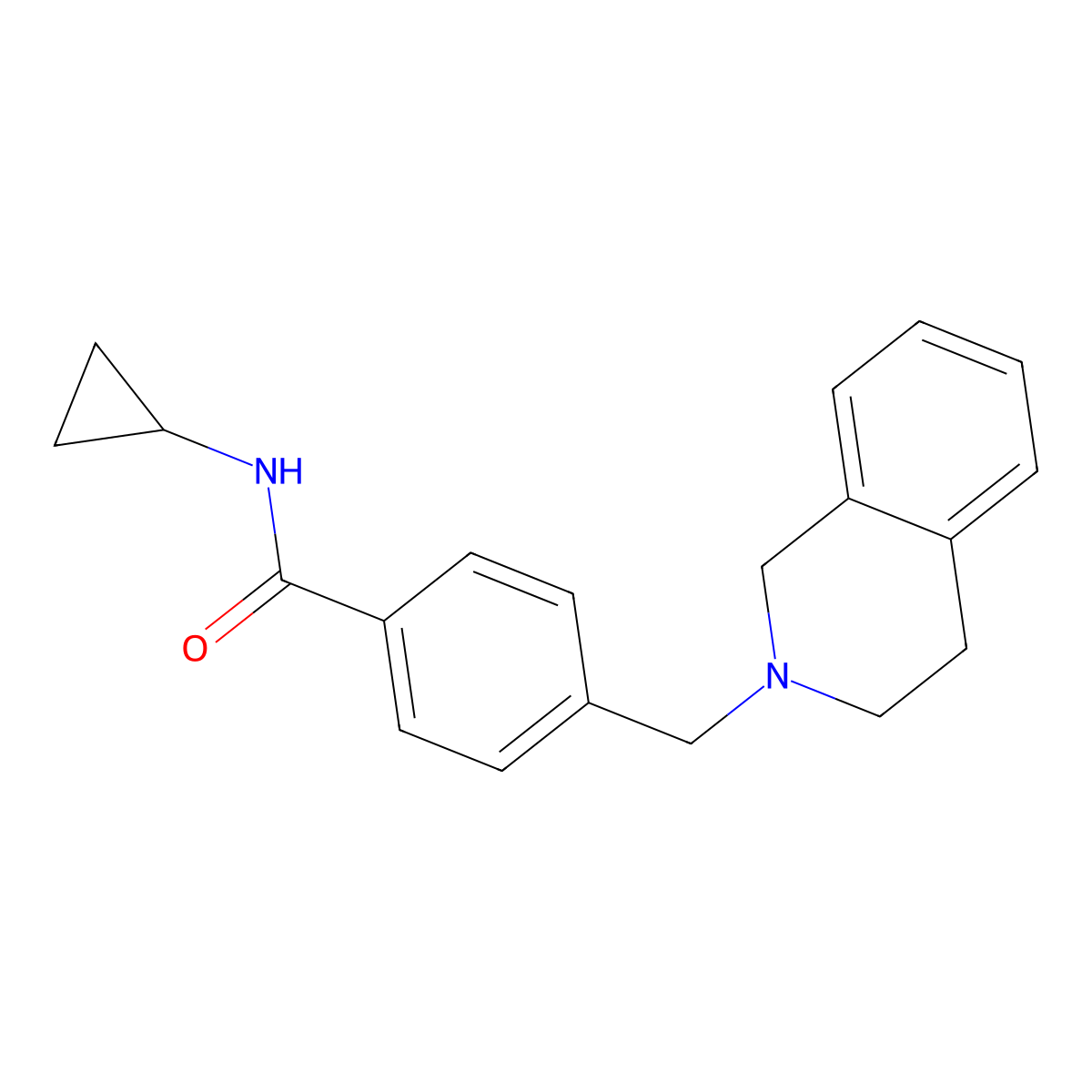 N-cyclopropyl-4-(3,4-dihydro-1H-isoquinolin-2-ylmethyl)benzamide molecular structure, CAS 352560-84-0