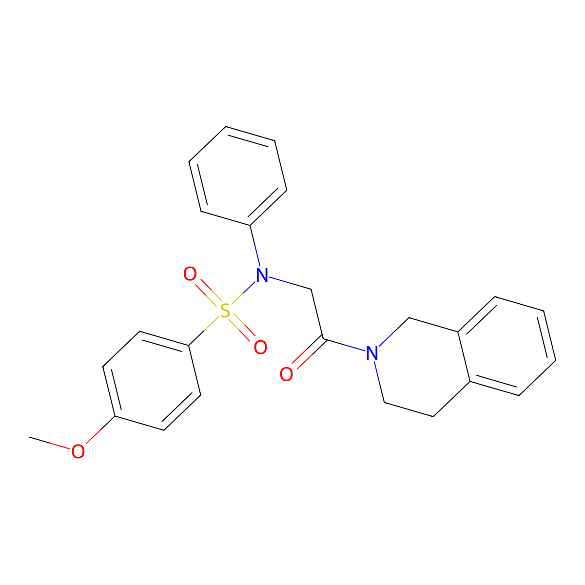 N-[2-(3,4-dihydro-1H-isoquinolin-2-yl)-2-oxoethyl]-4-methoxy-N-phenylbenzenesulfonamide molecular structure, CAS 352560-87-3