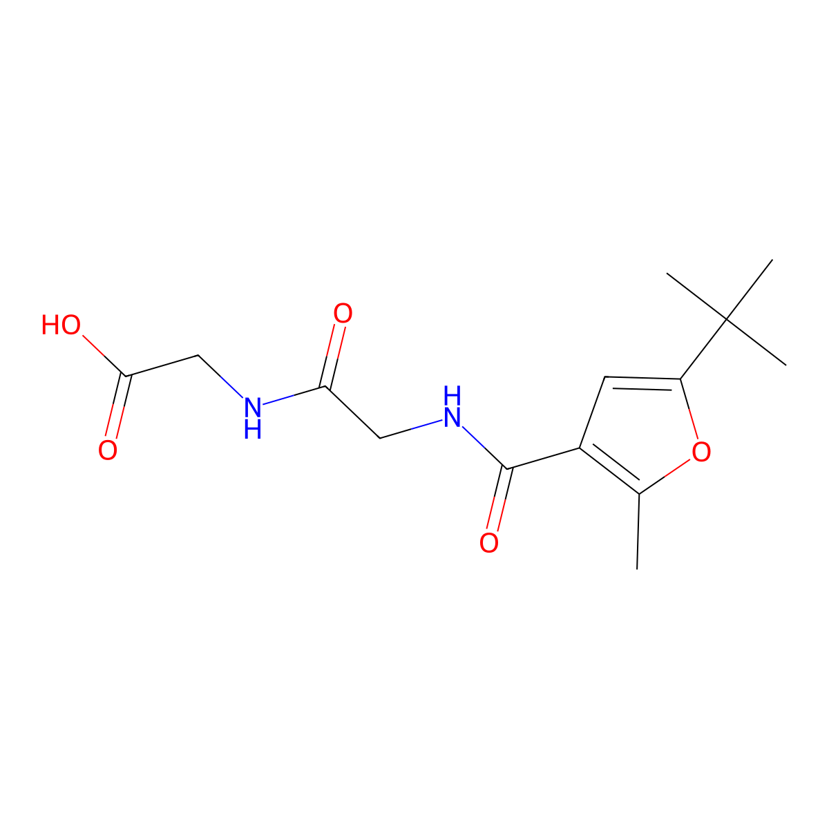 {2-[(5-tert-Butyl-2-methyl-furan-3-carbonyl)-amino]-acetylamino}-acetic acid molecular structure, CAS 352560-89-5