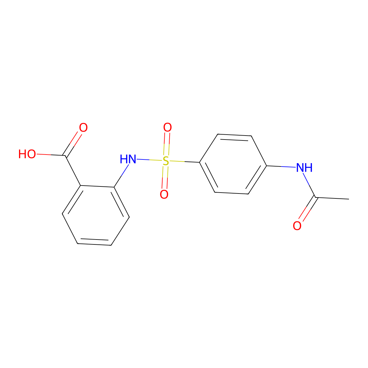 2-[(4-acetamidophenyl)sulfonylamino]benzoic Acid molecular structure, CAS 352560-96-4