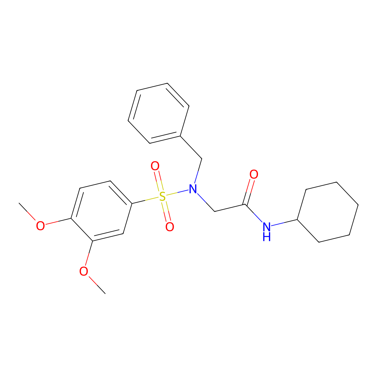 2-{[(3,4-dimethoxyphenyl)sulfonyl]benzylamino}-N-cyclohexylacetamide molecular structure, CAS 352561-18-3