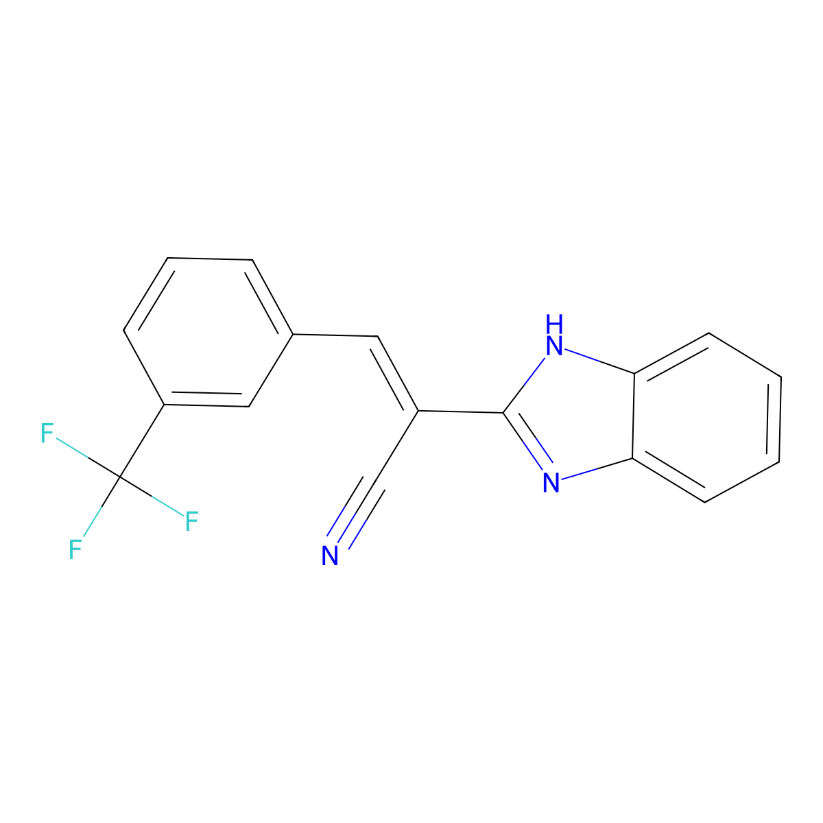(E)-2-(1H-benzimidazol-2-yl)-3-[3-(trifluoromethyl)phenyl]prop-2-enenitrile molecular structure, CAS 352562-11-9