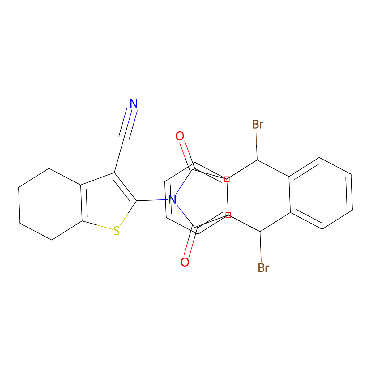 2-(1,8-Dibromo-16,18-dioxo-17-azapentacyclo[6.6.5.0~2,7~.0~9,14~.0~15,19~]nonadeca-2,4,6,9,11,13-hexaen-17-yl)-4,5,6,7-tetrahydro-1-benzothiophene-3-carbonitrile molecular structure, CAS 352562-33-5