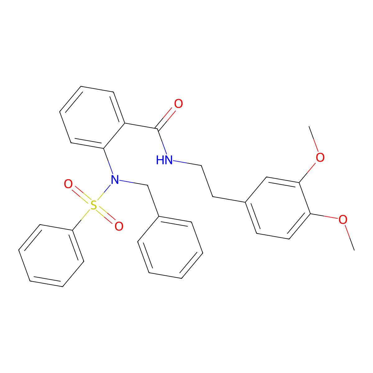 2-[benzenesulfonyl(benzyl)amino]-N-[2-(3,4-dimethoxyphenyl)ethyl]benzamide molecular structure, CAS 352562-59-5