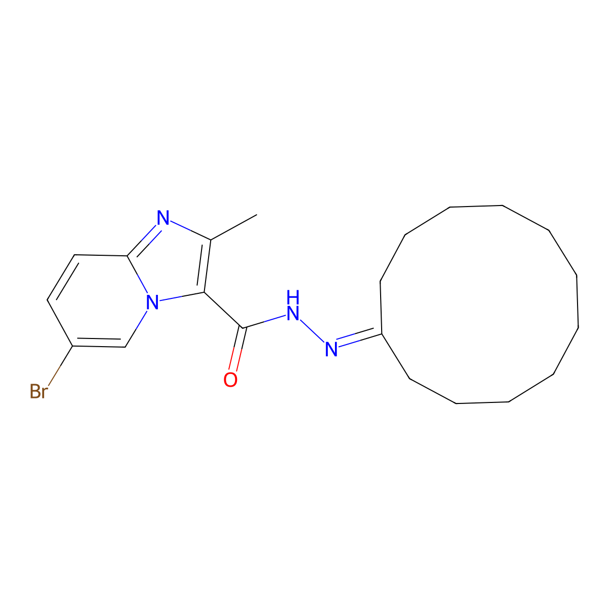 6-bromo-N'-cyclododecylidene-2-methylimidazo[1,2-a]pyridine-3-carbohydrazide molecular structure, CAS 352562-94-8