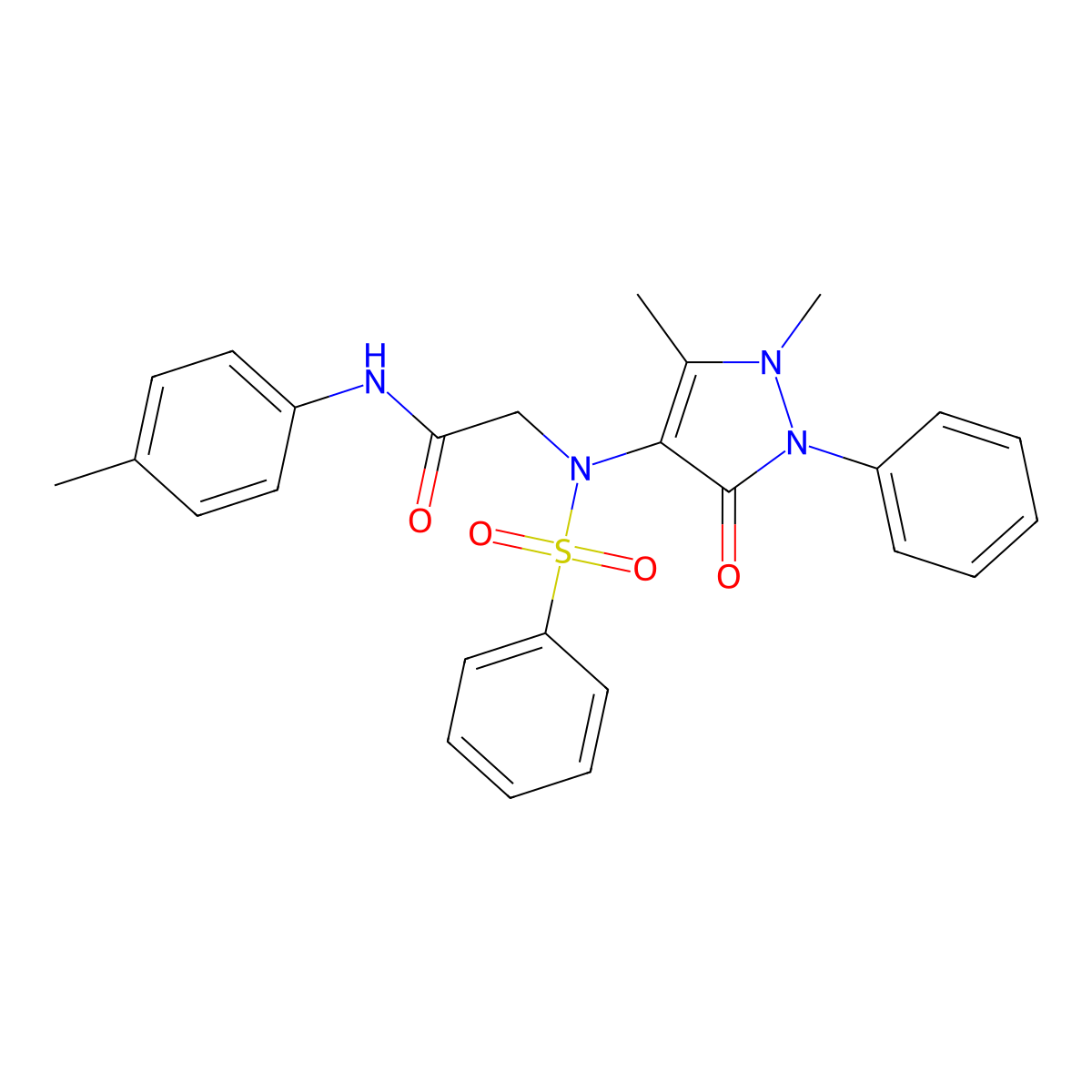 2-[benzenesulfonyl-(1,5-dimethyl-3-oxo-2-phenylpyrazol-4-yl)amino]-N-(4-methylphenyl)acetamide molecular structure, CAS 352563-04-3